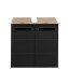 Waschbeckenunterschrank >Vista< 2 Türen, 1 Boden, schwarz / viking oak Dekor - 60x62x31 (BxHxT)