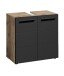 Waschbeckenunterschrank >Vista< 2 Türen, 1 Boden, schwarz / viking oak Dekor - 60x62x31 (BxHxT)