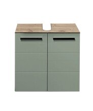 Waschbeckenunterschrank >Vista< 2 Türen, 1 Boden, schilfgrün / viking oak Dekor - 60x62x31 (BxHxT)