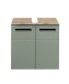 Waschbeckenunterschrank >Vista< 2 Türen, 1 Boden, schilfgrün / viking oak Dekor - 60x62x31 (BxHxT)