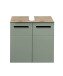 Waschbeckenunterschrank >Vista< 2 Türen, 1 Boden, schilfgrün / viking oak Dekor - 60x62x31 (BxHxT)