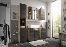 Badezimmerspiegelschrank >Vista< 1 Tür, Spiegel, Fächer, viking oak Dekor - 60x71x20 (BxHxT)