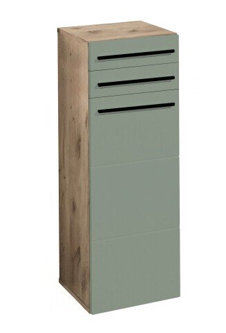 Badkommode >Vista< 1 Tür, 2 Schübe, schilfgrün / viking oak Dekor - 34x104x31cm (BxHxT)