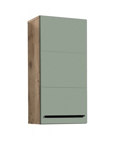 Hängeschrank >Vista< 1 Tür, 1 Boden, schilfgrün / viking oak Dekor - 34x70x23cm (BxHxT)