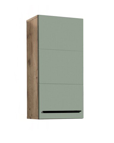 Hängeschrank >Vista< 1 Tür, 1 Boden, schilfgrün / viking oak Dekor - 34x70x23cm (BxHxT)