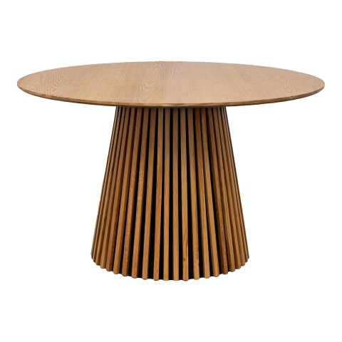 Kulissen-Esstisch >Osaka< rund, Lamelle, in Eiche furniert natur geölt - 75x120 (HxD)