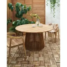 Gartentisch >Lorca< rund, Lamellen-Stab-Gestell, in...