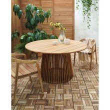 Gartentisch >Lorca< rund, Lamellen-Stab-Gestell, in...