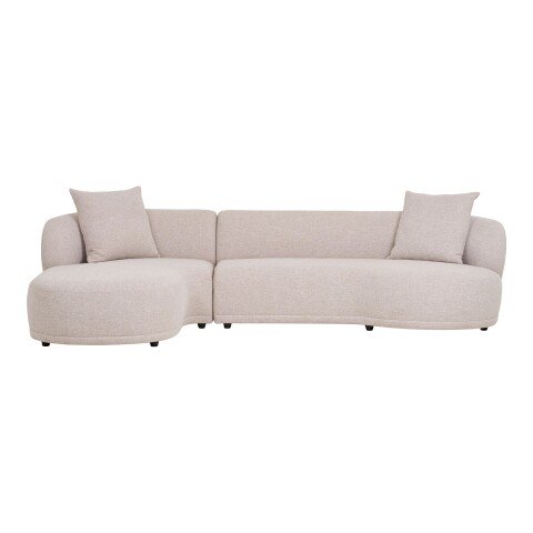 Ecksofa >Kingston< 2 Kissen, organische Form, in Beige / Naturfarben - 294x69 (BxH)