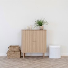 Kommode >Nikko< 2 Lammelen-Schiebetüren, 1 Boden, in eichefarbig - 40x87x80 (BxHxT)