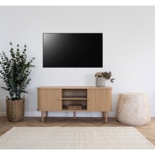 Lowboard >Nikko< 2 Lammelen-Türen, 2 Fächer, eichefarbig - 113x51,5x40 (BxHxT)