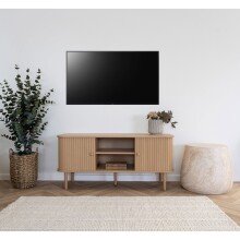 Lowboard >Nikko< 2 Lammelen-Türen, 2 Fächer, eichefarbig - 113x51,5x40 (BxHxT)