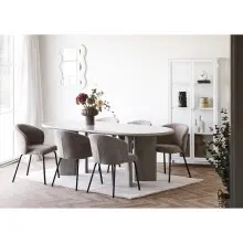 Esstisch >Nagano< ovale Form, in Beige-grau, MDF -...