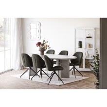 Esstisch >Nagano< ovale Form, in Beige-grau, MDF - 100x75x220cm (BxHxT)
