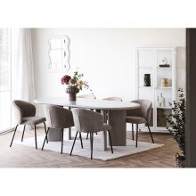 Esstisch >Nagano< ovale Form, in Beige-grau, MDF -...
