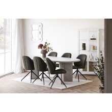 Esstisch >Nagano< ovale Form, in Beige-grau, MDF - 100x75x220cm (BxHxT)