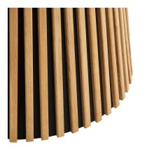 Säulen-Esstisch >Osaka< rund, Lamellen-Gestell, in Eiche furniert natur Geölt - 75x140 (HxD)