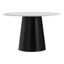 Säulen-Esstisch >Brito< rund, in Grau / Schwarz, Melamin, MDF, Stahl - 75x120cm (HxD)