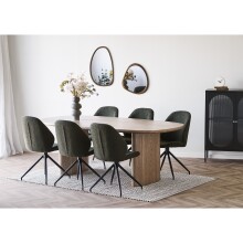 Esstisch >Serra< oval mit Wangenfuß, in Eschenfurnier, MDF - 110x75x210cm (BxHxT)