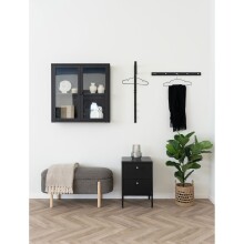Truhenbank >Branca< Naturholzbeinen natur, Bezug in Braun - 98x48x41 (BxHxT)
