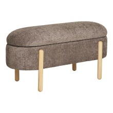Truhenbank >Branca< Naturholzbeinen natur, Bezug in Braun - 98x48x41 (BxHxT)