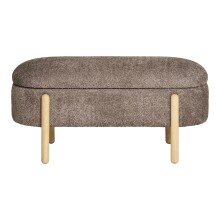 Truhenbank >Branca< Naturholzbeinen natur, Bezug in Braun - 98x48x41 (BxHxT)