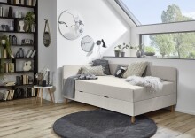 Polsterliege >Cabana< Liegefläche 90x200cm, Farbe taupe - Stellmaß: 97x85x207cm (BxHxT)