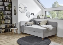 Polsterliege >Cabana< Liegefläche 90x200cm, Farbe grau - Stellmaß: 97x85x207cm (BxHxT)