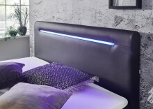 Boxbett >Candela< Liegefläche 120x200cm, schwarz / LED - Stellmaß: 122x110x209cm (BxHxT)