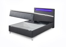 Boxbett >Candela< Liegefläche 120x200cm, schwarz / LED - Stellmaß: 122x110x209cm (BxHxT)