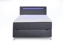 Boxbett >Candela< Liegefläche 140x200cm, schwarz / LED - Stellmaß: 142x110x209cm (BxHxT)