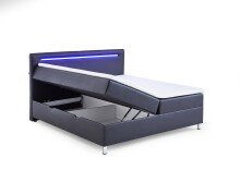 Boxbett >Candela< Liegefläche 160x200cm, schwarz / LED - Stellmaß: 162x110x209cm (BxHxT)