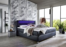 Boxbett >Candela< Liegefläche 180x200cm, schwarz / LED - Stellmaß: 182x110x209cm (BxHxT)
