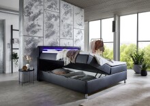 Boxbett >Candela< Liegefläche 180x200cm, schwarz / LED - Stellmaß: 182x110x209cm (BxHxT)
