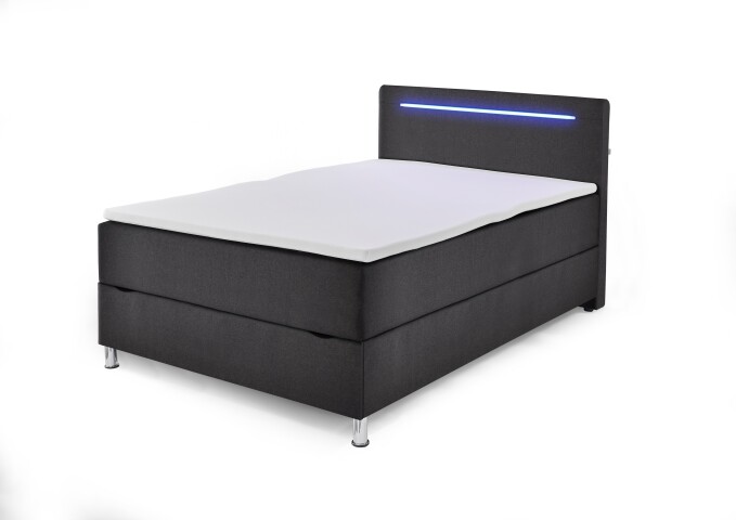 Boxbett >Candela< Liegefläche 120x200cm, anthrazit/LED - Stellmaß: 122x110x209cm (BxHxT)