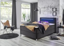 Boxbett >Candela< Liegefläche 120x200cm, anthrazit/LED - Stellmaß: 122x110x209cm (BxHxT)