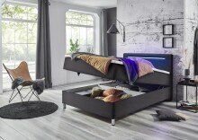 Boxbett >Candela< Liegefläche 120x200cm, anthrazit/LED - Stellmaß: 122x110x209cm (BxHxT)