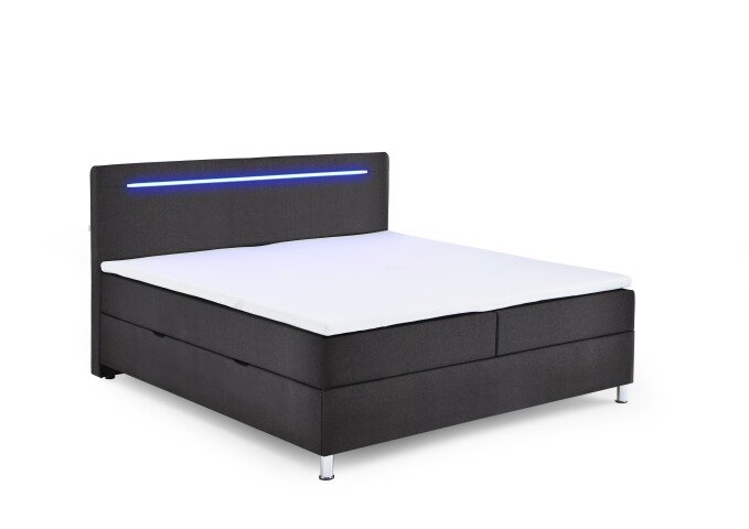 Boxbett >Candela< Liegefläche 180x200cm, anthrazit/LED - Stellmaß: 182x110x209cm (BxHxT)