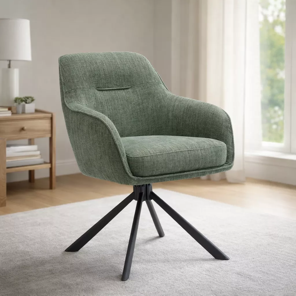 Armlehnstuhl Avola Waldgrün – Esszimmerstuhl mit Drehfunktion