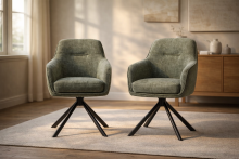 Armlehnstuhl >Avola< (2er-Set) Federkern, Drehfunktion, in Waldgrün - 57x87x65 (BxHxT)