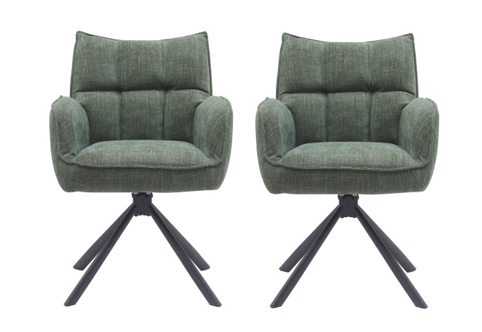 Armlehnstuhl >Marilla< (2er-Set) Federkern, Drehfunktion, waldgrün - 59x86x65 (BxHxT)