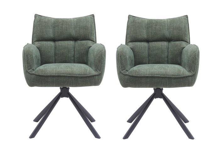 Armlehnstuhl >Marilla< (2er-Set) Federkern, Drehfunktion, waldgrün - 59x86x65 (BxHxT)