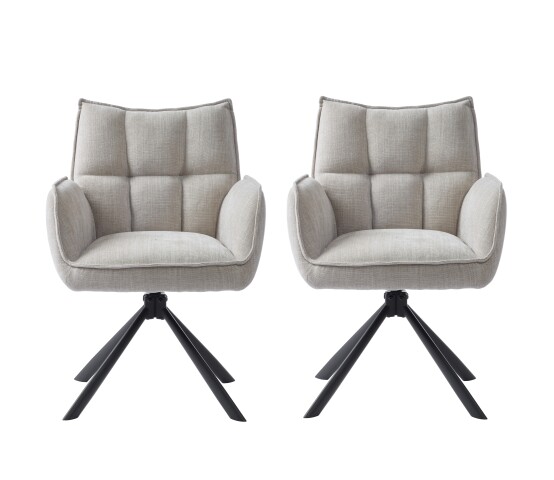 Armlehnstuhl >Marilla< (2er-Set) Federkern, Drehfunktion, leinen-beige - 59x86x65 (BxHxT)