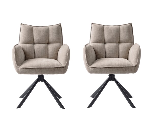 Armlehnstuhl >Marilla< (2er-Set) Federkern, Drehfunktion, leinen-beige - 59x86x65 (BxHxT)
