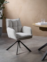 Armlehnstuhl >Marilla< (2er-Set) Federkern, Drehfunktion, leinen-beige - 59x86x65 (BxHxT)