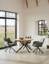 Armlehnstuhl >Marilla< (2er-Set) Federkern, Drehfunktion, leinen-beige - 59x86x65 (BxHxT)