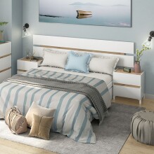 Bett-Set >TEMPUS< (4 Teilig) Nodi Eiche Dekor / Artik Weiß - 266x105x206 (BxHxT)