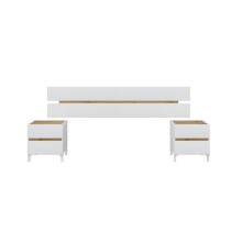 Bett-Set >TEMPUS< (4 Teilig) Nodi Eiche Dekor / Artik Weiß - 266x105x206 (BxHxT)