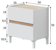Bett-Set >TEMPUS< (4 Teilig) Nodi Eiche Dekor / Artik Weiß - 266x105x206 (BxHxT)
