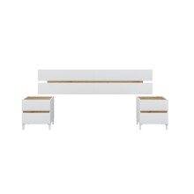 Bett-Set >TEMPUS< (4 Teilig) Nodi Eiche Dekor / Artik Weiß - 266x105x206 (BxHxT)